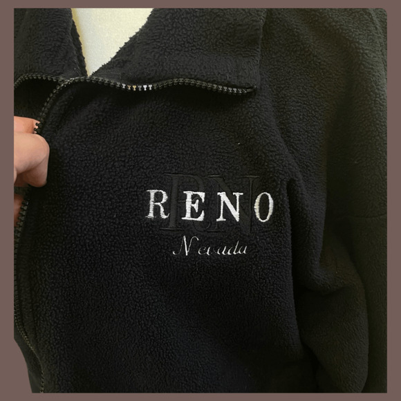 Tipsy Reno Nevada Fleece Jacket | Black Zip | Size XL | Vintage - Picture 4 of 4